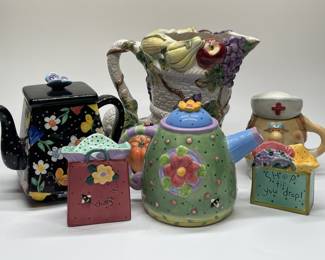 Collection of Teapots, Pitchers, Kitchen Ceramics