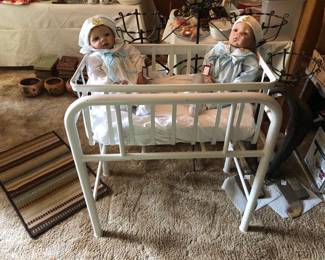 1930's Fort Sanders Baby Crib. What a great medical collectible! Plus it has local history. The two dolls inside are life like and hold a great resale value. Buy them separately or all as a set. Don't miss this local piece of history.