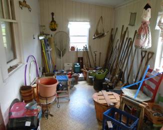 Lots of Hand Tools, Flower Pots, Smaller Tools, and more.