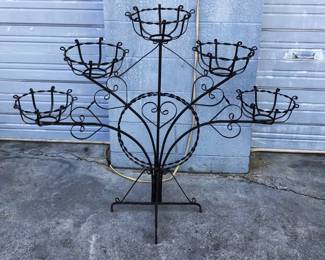 Beautiful 5-Tier Architectural Iron Plant Stand has a Pennsylvania Dutch theme I think, with the hearts.