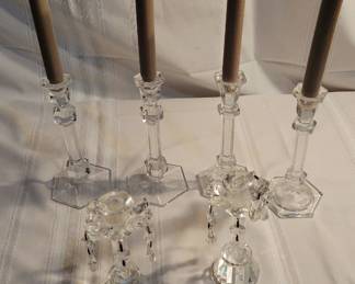 3 Glass Candlestick Sets