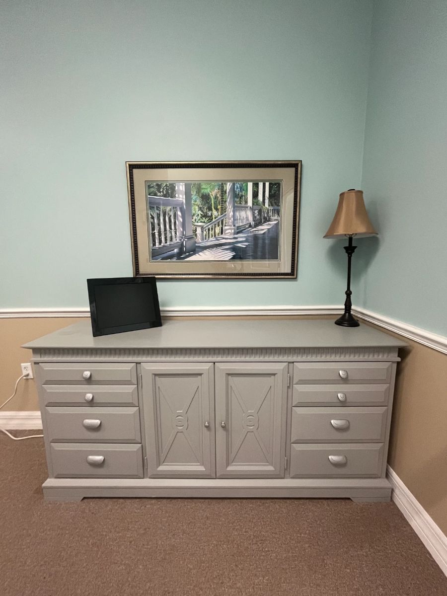 6' hand painted cabinet - $150 - Appointment required to preview the items. Please call or text 386-290-1463 to schedule a time during the hours posted. Thank you.