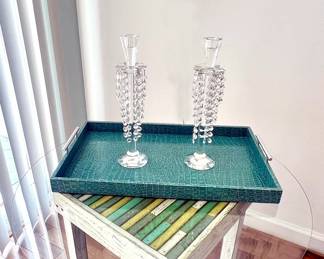 Vintage Wall Chandelier, Candlesticks & Coastal Table