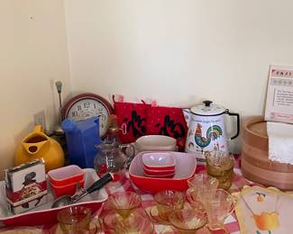 Vintage Federal Glass "Madrid" Sherbet/Saucers/Cups/Square Plates. Pyrex Hostess Set