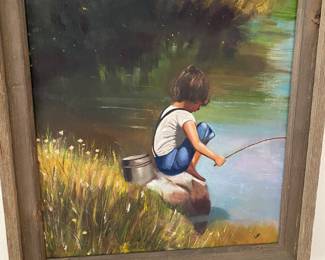 Original Oil Painting, Pass the Time Away