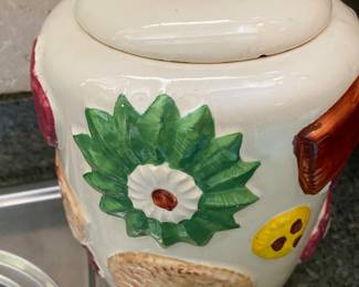 Vintage 1950's COOKIES ALL OVER, Cookie Jar with Pretzel Lid