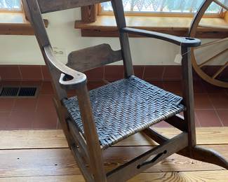 Antique Rocking Chair with Rush Seat