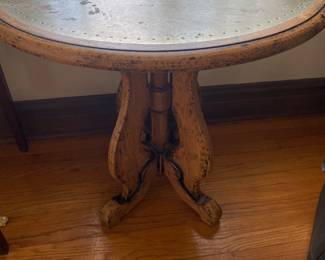  Arhaus Furniture, Distressed Occasional Table with Tin Top