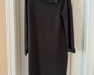 Women's Carlisle Long Sleeve Merino Wool Sweater Dress w/Faux Leather Trim (Size L)