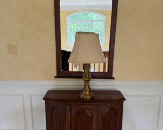 2 Door Accent Table (36"W x 13"D x 31"H) with Matching Mirror 
