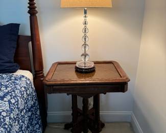 Antique Victorian Table with Glass Top (25"W x 19"D x 29-1/2"H)