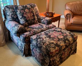 Clayton Marcus Upholstered Armchair (41"W x 43"D x 31" Back Height) & Ottoman