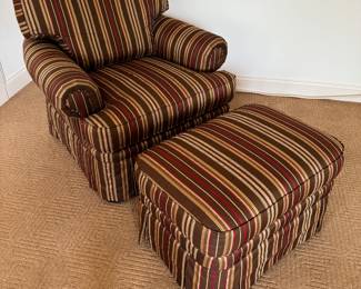 Taylor & King Striped Armchair (36"W x 38"D x 30" Back Height) with Ottoman 