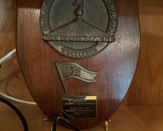 "Coastal Squadron Three / Checkmate" Plaque Awarded to Commander Costal Division 32 Major WM Matz USA. - Remember the Boys in Blue
