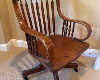 F. Herhold & Sons Oak Swivel Desk Chair on Casters