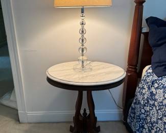 Antique Eastlake Oval Marble Top Side Table (24"W x 18"D x 28-1/2"H)