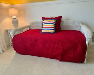 White Wicker Day / Trundle Bed (86"W x 42"D x 42" Back Height)