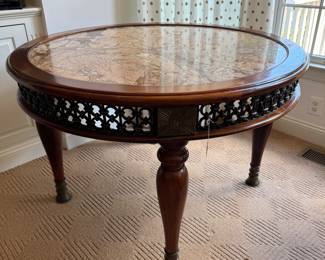 Marble Topped Round Entrance Table (48"D x 31-1/2"H)