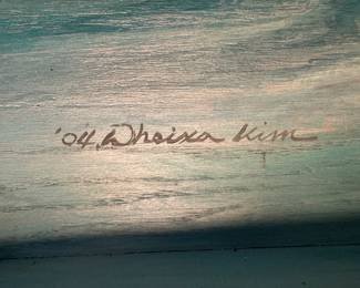 Framed Original Oil on Board Mirrored Seascape Signed Wheiza Kim '04