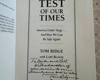 Book - The Test of Our Times by Tom Ridge / Autographed