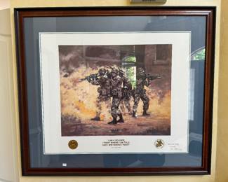 Framed "I Am A Soldier I Fight Where I Am Told and Win Where I Fight, General George S. Patton" Signed John Ryan 10/99