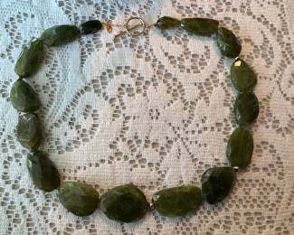 14K Gold Clasp & Accents Jade Necklace by zoe B