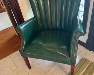 Vintage Green Vinyl Office Chair