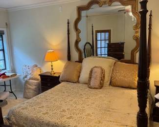 Elegant 4 Poster KING size bed.   Extra Large Ornate Wall Mirror