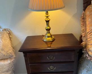 2 Night Stands with 2 stunning matching Brass Lamps and Shades
