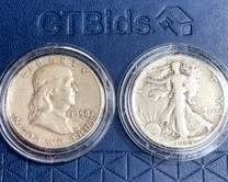 HalfDollar 1958d Franklin  1944 Walking Liberty