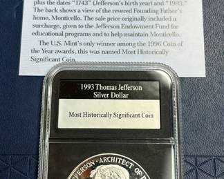 1993 Thomas Jefferson Silver Dollar