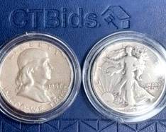 Silver HalfDollars 1957d Franklin  1943 Walking Liberty