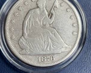 1876 Seated Liberty HalfDollar Motto Above Eagle