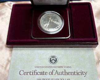 1988 Olympics Proof Silver Dollar