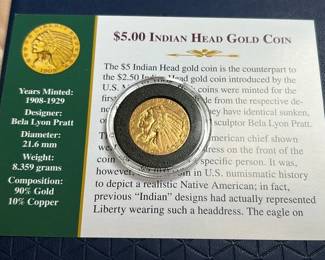 $5 Indian Head Gold Coin 1909