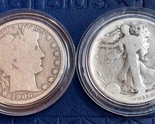 HalfDollar 1908D Barber  1918 Standing Liberty