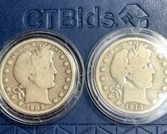 Barber HalfDollars 1905  1913s