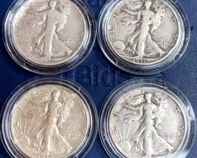Four Walking Liberty Half-Dollar Coins