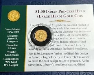 $1 Indian Princess Head Large Head Gold Coin