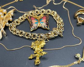 Gold and Gold Plated Jewelry Lot 