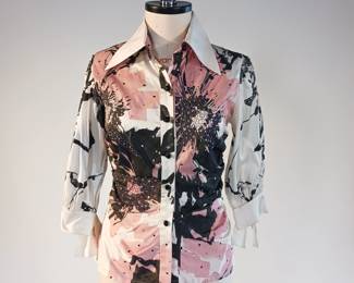 Kevan Hall Signature Painterly Blouse- One of a Kind- Also available in Yellow colorway