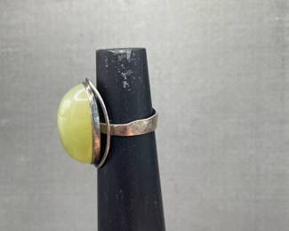 Green Stone Rings, lots of Silver to see! 