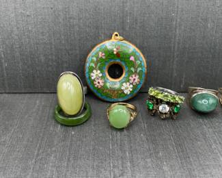 Green Jewelry Lot Mixed Materials