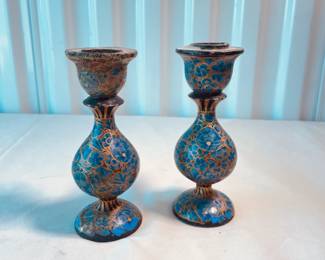 Vintage Wooden Candlesticks