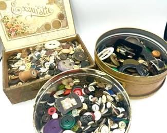 (3) Mystery Tins Of Vintage Buttons
