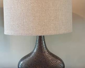 Table Lamp Like New with Neutral Shade and etched base
