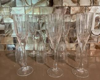 Set of 11 Crystal Champagne Glasses