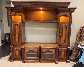 Lighted Solid Wood Entertainment Center