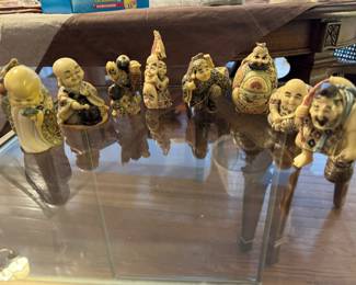 Vintage Japanese Hand Carved Resin Figurines