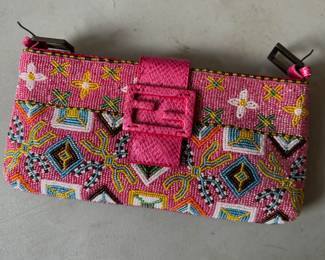 Fendi Pink Beaded Clutch / Handbag